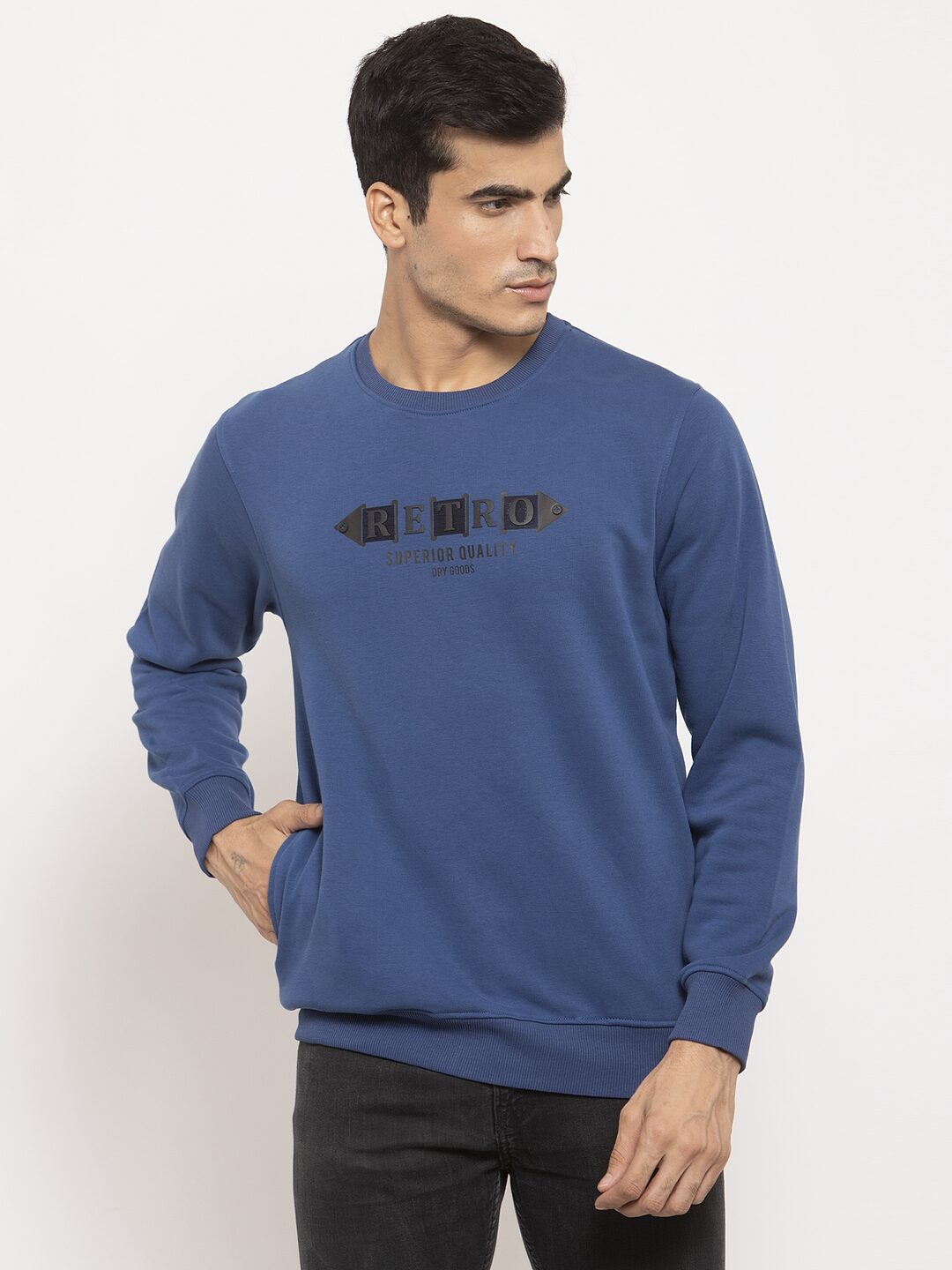 

VENITIAN Men Cotton Printed Navy Blue Sweatshirt