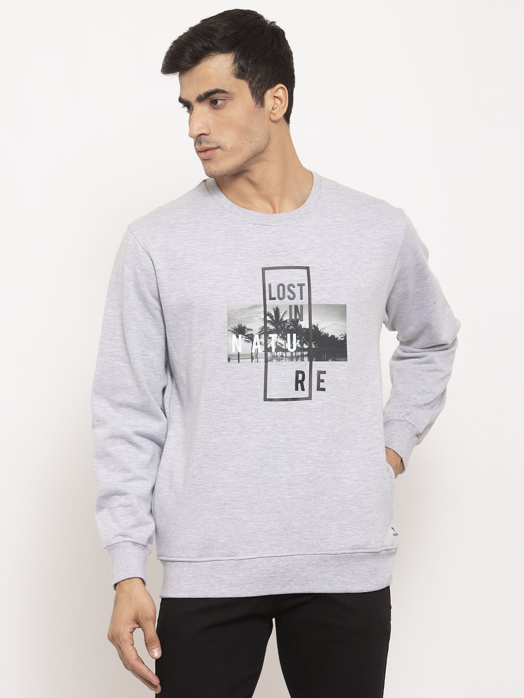 

VENITIAN Men Grey Round neck Sweatshirt