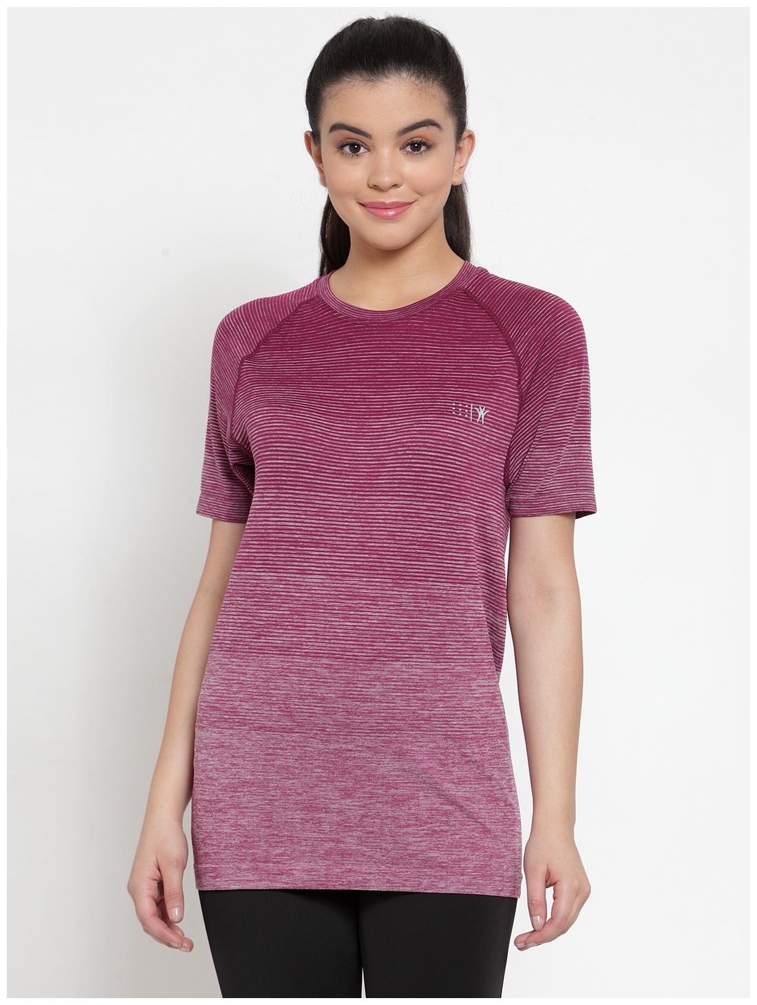 

VENITIAN Women Pink Regular fit Round neck Polyester T shirt