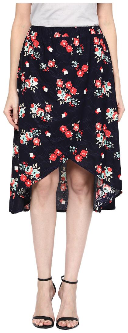 

Veronique Solid A-line skirt Midi Skirt - Blue