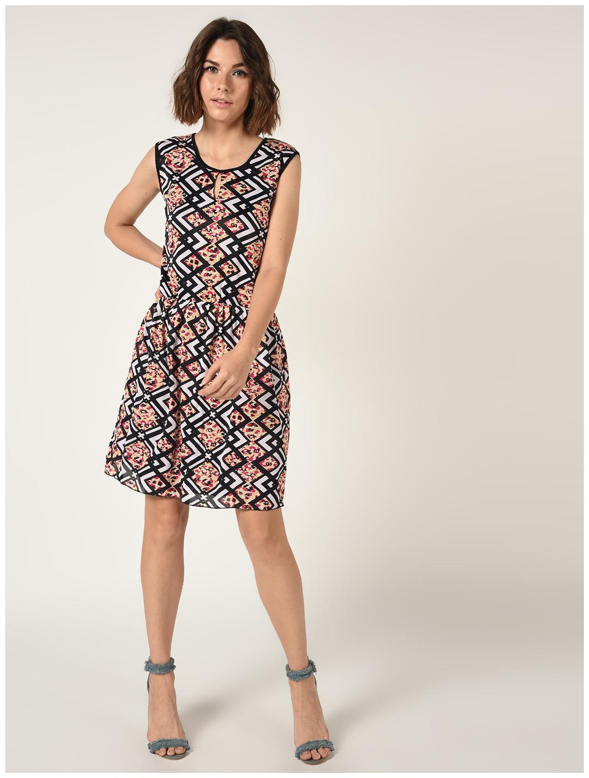 

Veronique Multi Printed A-line dress