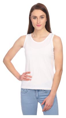 

VERONIQUE WOMEN S white COTTON KNIT SLEEVELESS HIP LENGTH SLIM FIT ROUND NECK CASUAL PLAIN SOLID TOP