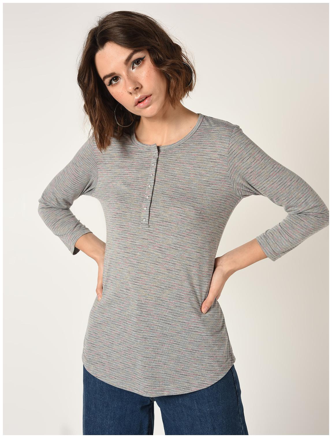 

Veronique Women Striped Regular top - Grey