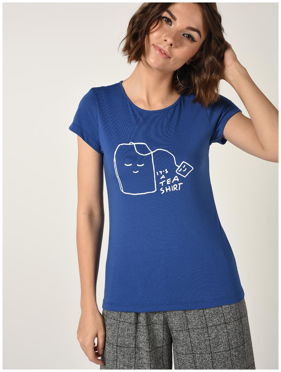 

Veronique Women Blue Regular fit Round neck Cotton T shirt