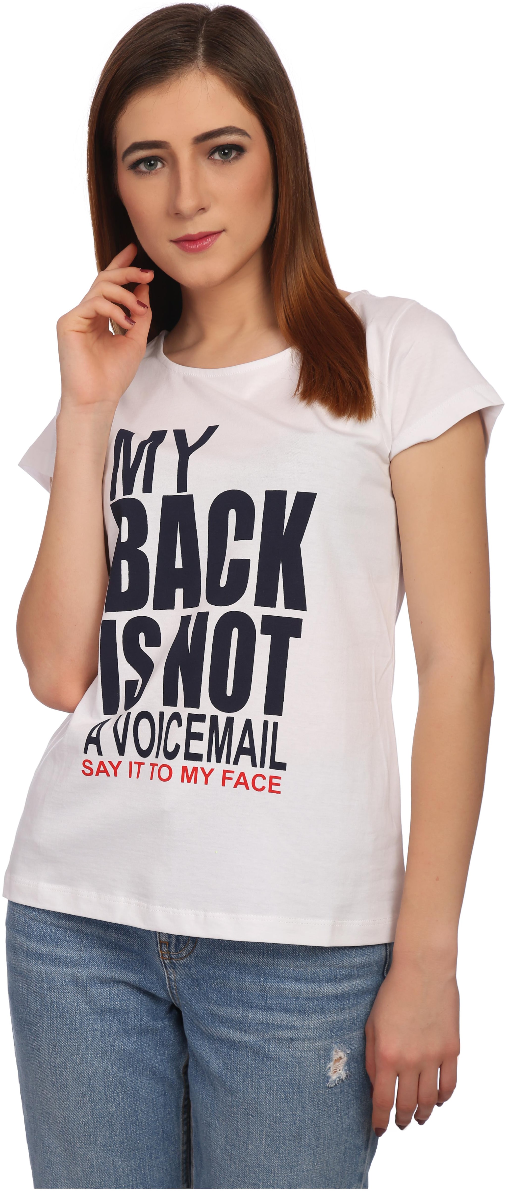 

Veronique Women White Body fit Round neck Cotton T shirt