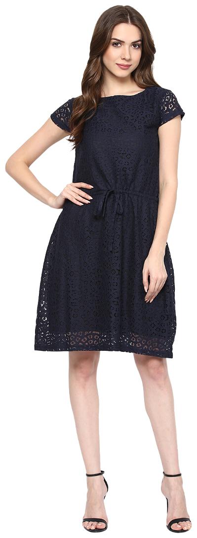 

Veronique Blue Solid A-line dress