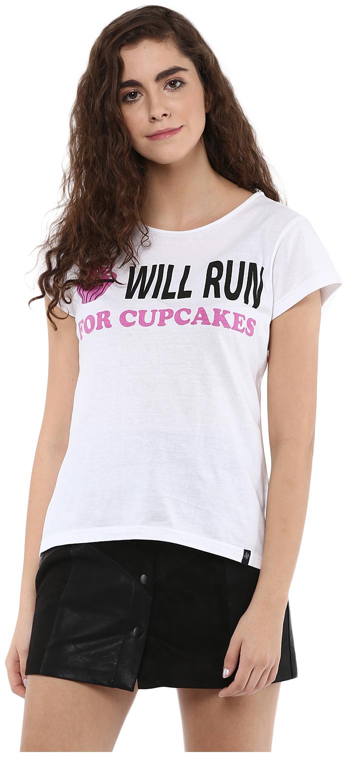 

Veronique Women White Regular fit Round neck Cotton T shirt