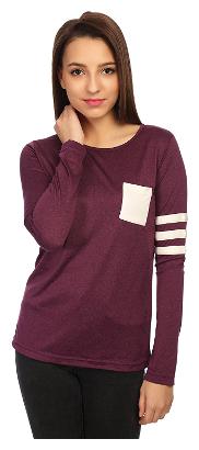 

Veronique Women Purple Regular fit Round neck Polyester T shirt