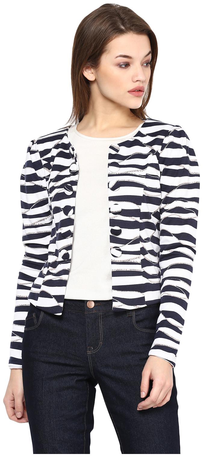 

Veronique Women Striped Regular Jacket - Black White