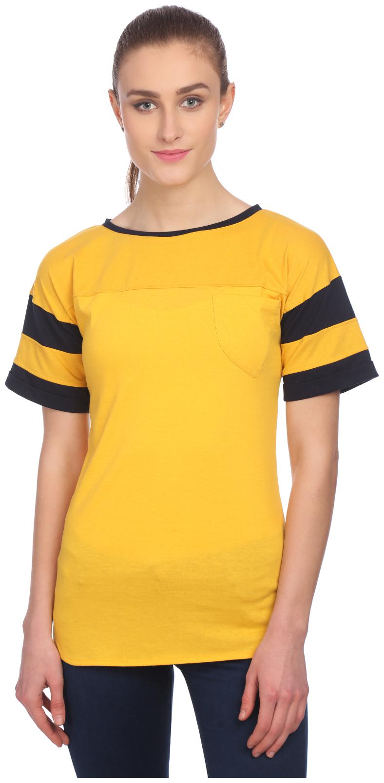 

Veronique Women Yellow Regular fit Round neck Polyester T shirt