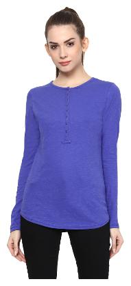 

Veronique Women Blue Regular fit Round neck Cotton T shirt