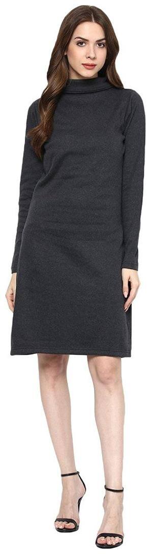 Veronique Grey Solid Sweater dress