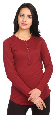 

Veronique Women Maroon Regular fit Round neck Cotton T shirt