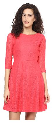 

Veronique Pink Printed A-line dress