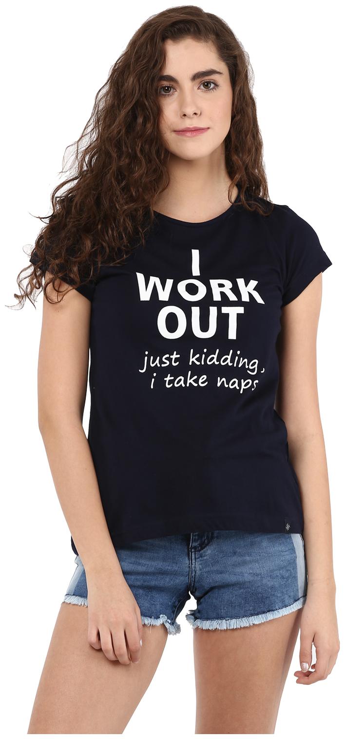 

Veronique Women Blue Regular fit Round neck Cotton T shirt