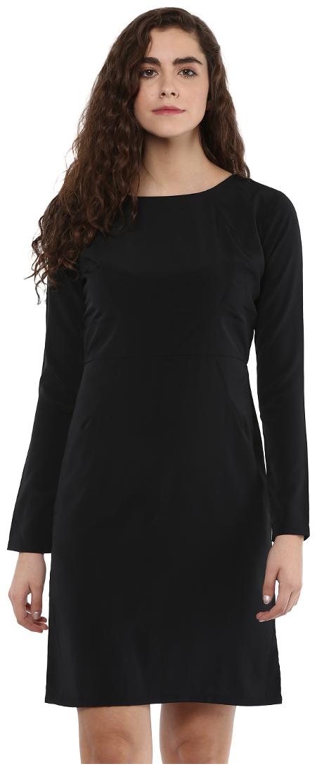 

Veronique Black Solid A-line dress