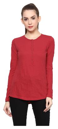 

Veronique Women Red Regular fit Round neck Cotton T shirt