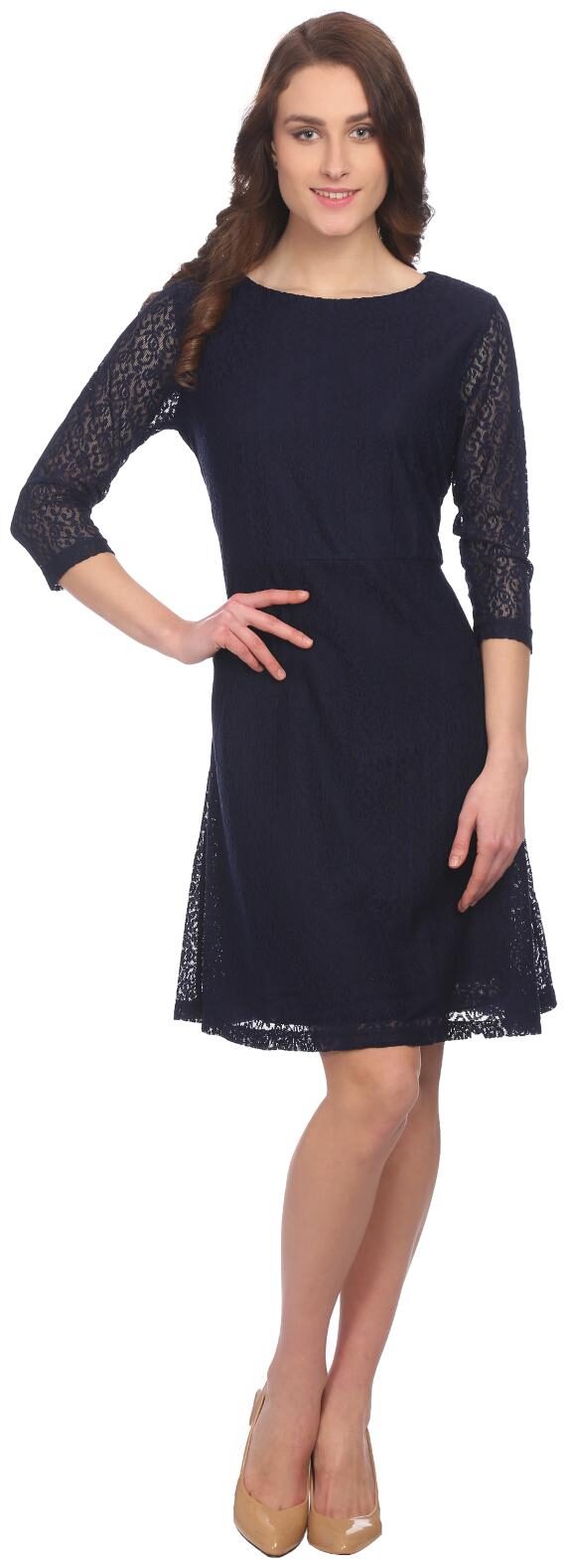 

Veronique Blue Solid A-line dress