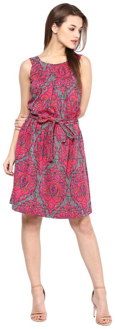 

Veronique Pink Solid A-line dress