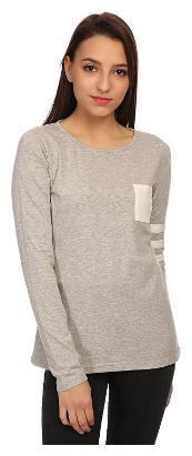 

Veronique Women Grey Regular fit Round neck Polyester T shirt