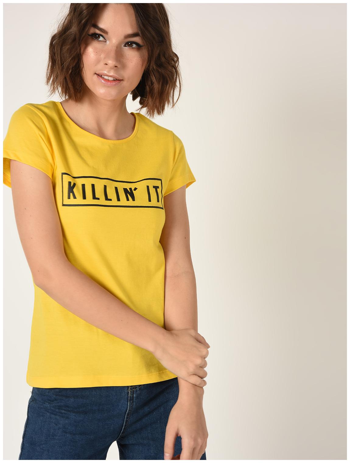 

Veronique Women Yellow Regular fit Round neck Cotton T shirt