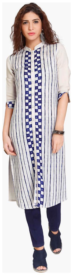 

NAARI Women Grey Embroidered Straight Kurti