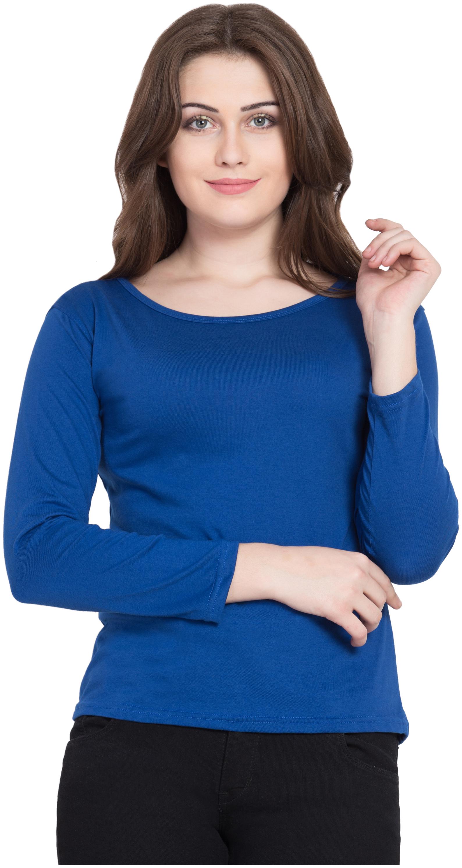 

VESTILO Women Blue Slim fit Round neck Cotton T shirt