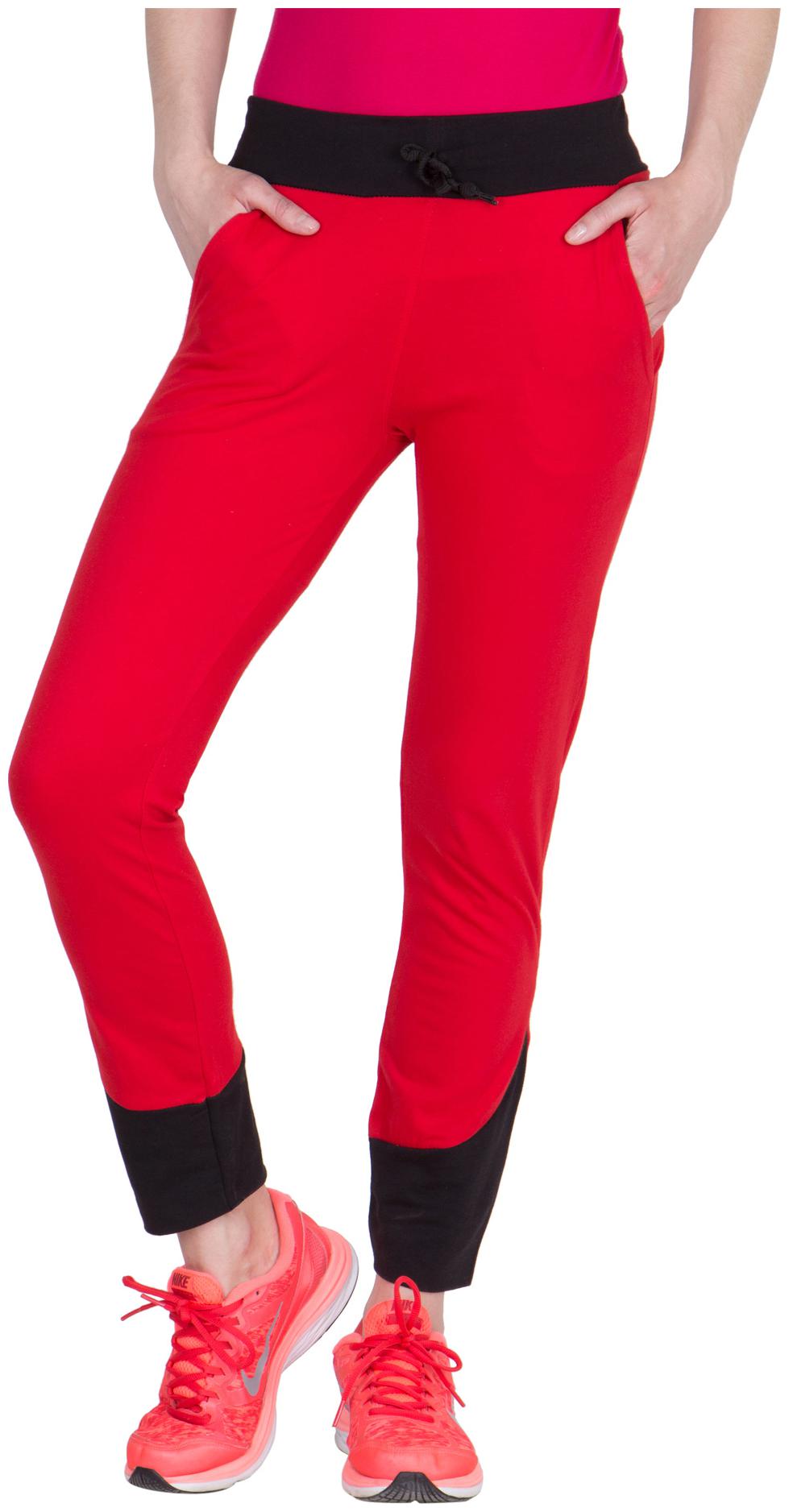 

VESTILO Women Slim fit Cotton Solid Track pants - Red