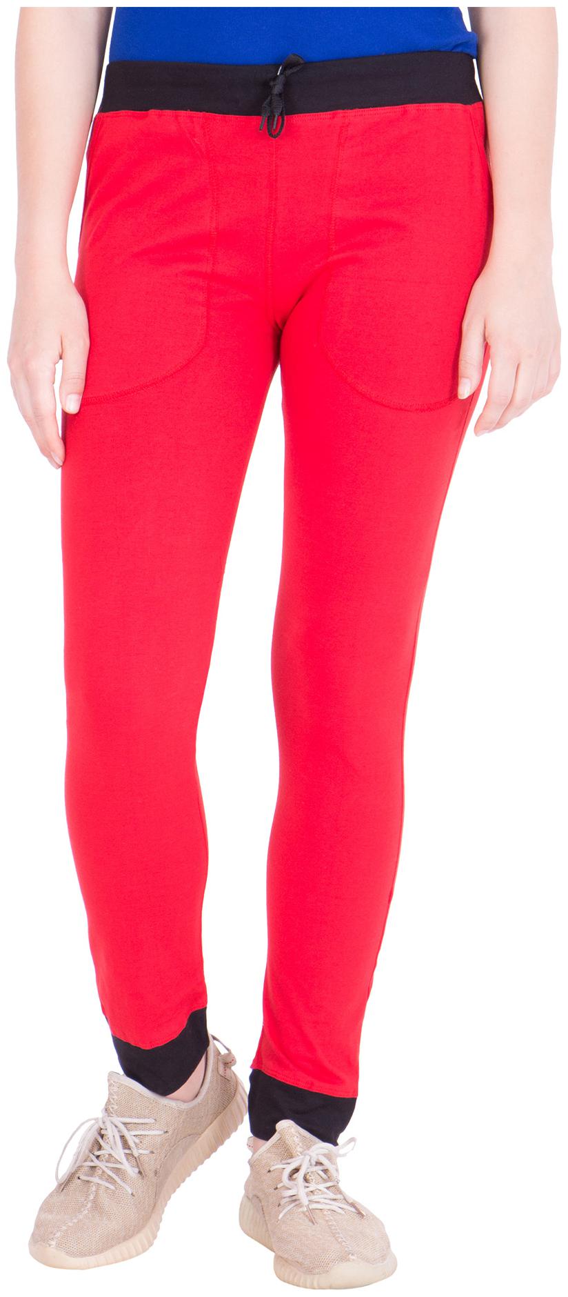 

VESTILO Women Slim fit Cotton Solid Track pants - Red