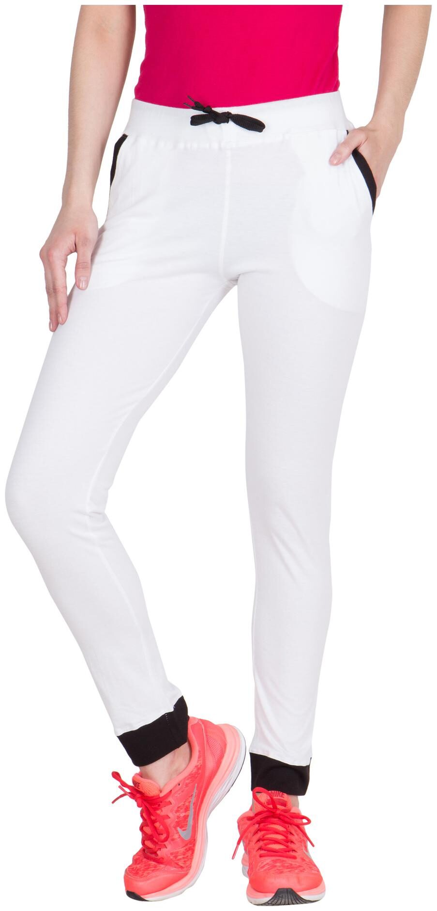 

VESTILO Women Slim fit Cotton Solid Track pants - White