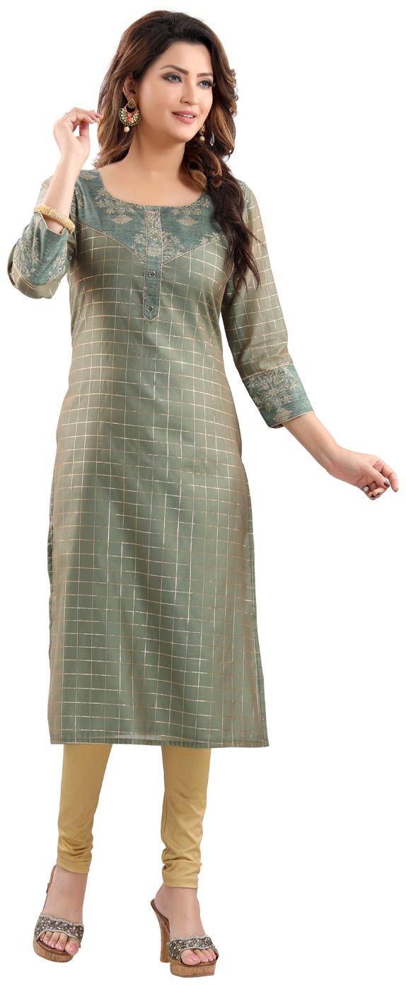 

Vich Women Polyester Blend Regular Fit Kurti (Green)