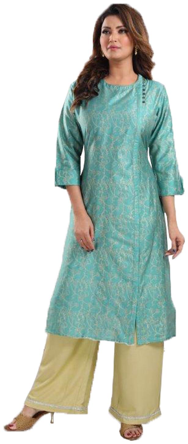 

Vich Women Viscose Rayon Regular Fit Kurti (Blue)