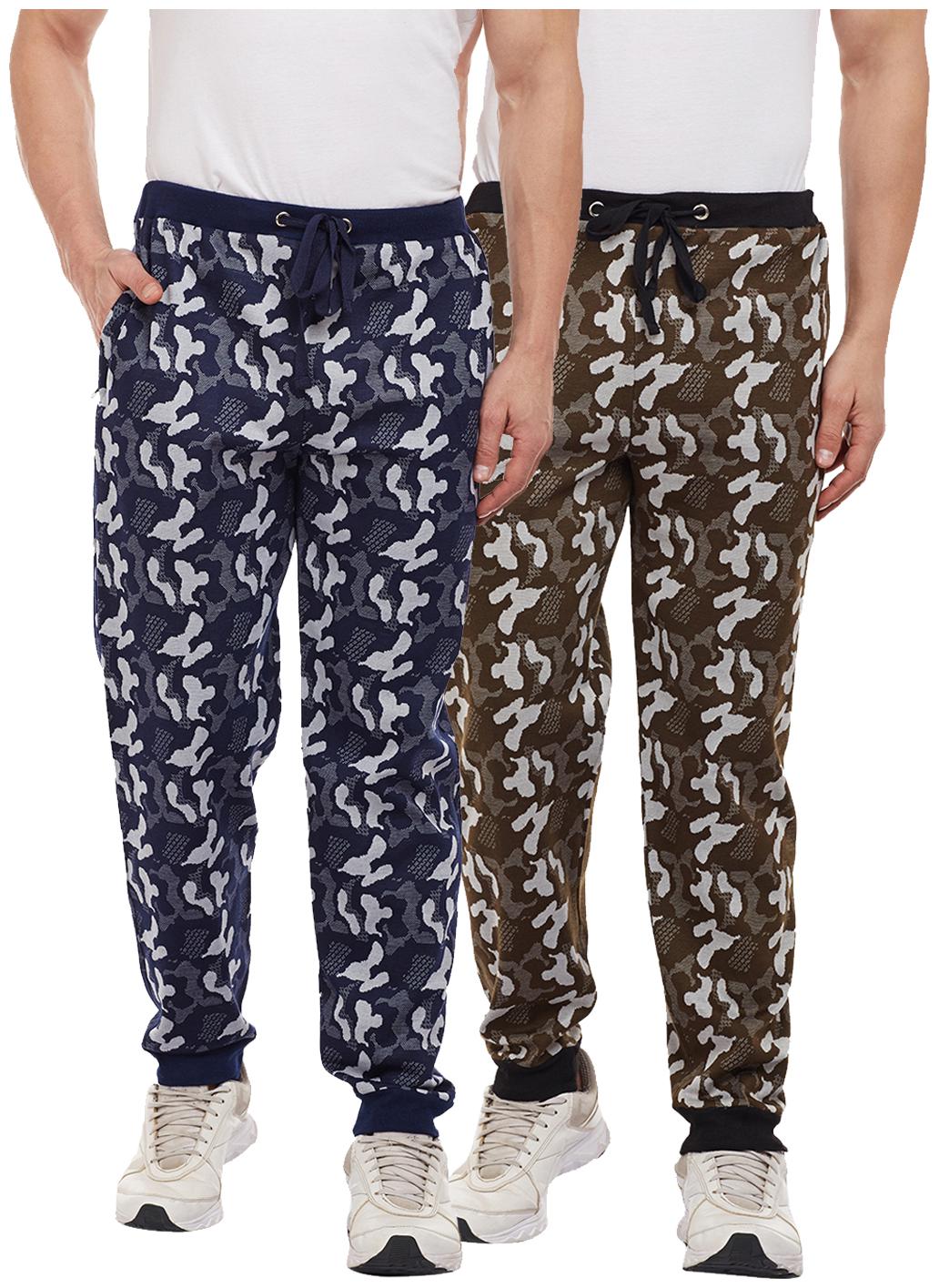 

Vimal Camouflage Navy Blue And Green Trackpants For Men(Pack Of 2)