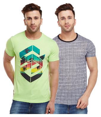 

VIMAL JONNEY Men Multi Regular fit Cotton Blend Round neck T-Shirt - Pack Of 2