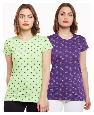 

Vimal Jonney Green And Purple Printed Womens Casual Tops(Pack Of 2)