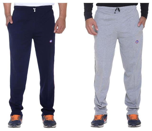 Vimal Grey and Blue Cotton Pack Of 2 TrackPants