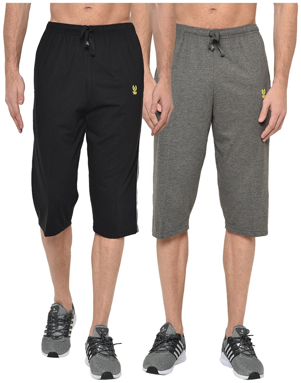 

VIMAL JONNEY Men Black Grey Regular Fit Regular Shorts