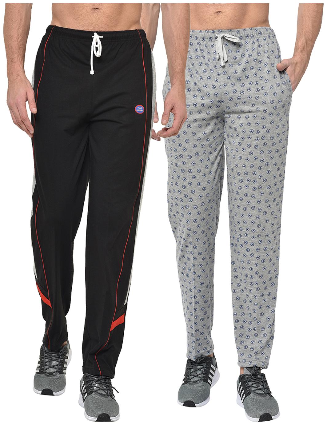 

VIMAL JONNEY Cotton Blend Printed Black Grey Track Pants For Men