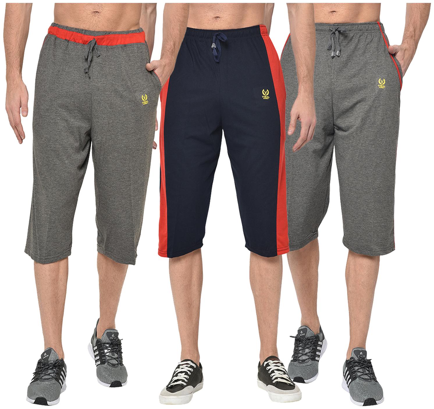 

VIMAL JONNEY Men Grey Navy Blue Regular Fit Regular Shorts