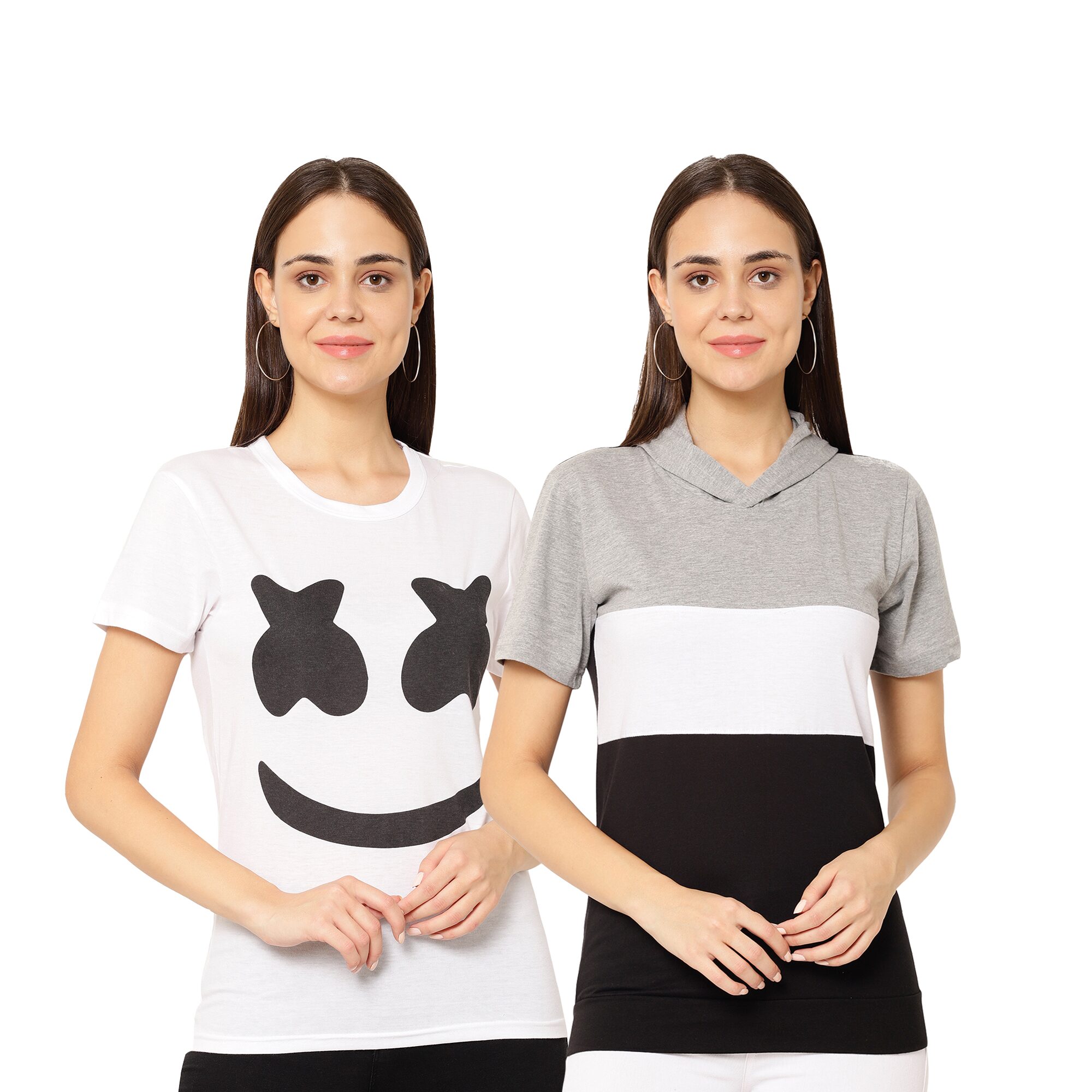 

VIMAL JONNEY Women Multi Regular fit Round neck Cotton T shirt