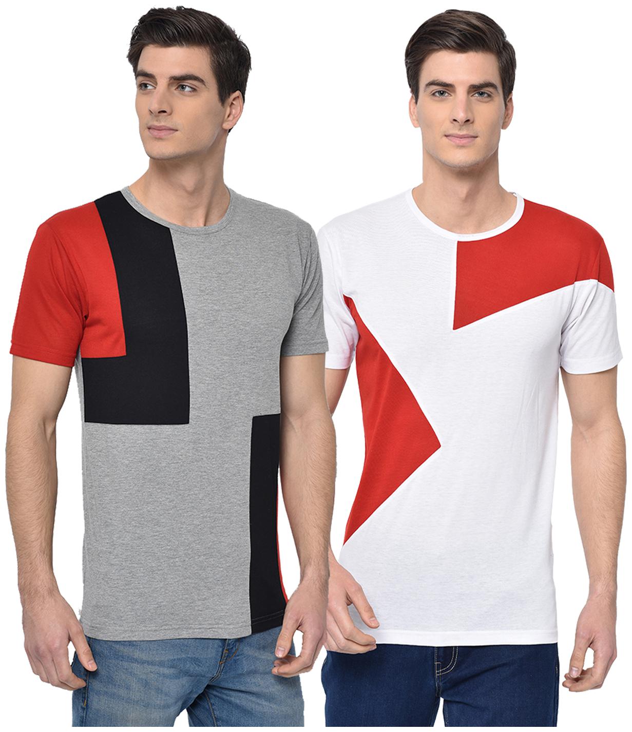 

VIMAL JONNEY Men Multi Regular fit Cotton Blend Round neck T-Shirt - Pack Of 2