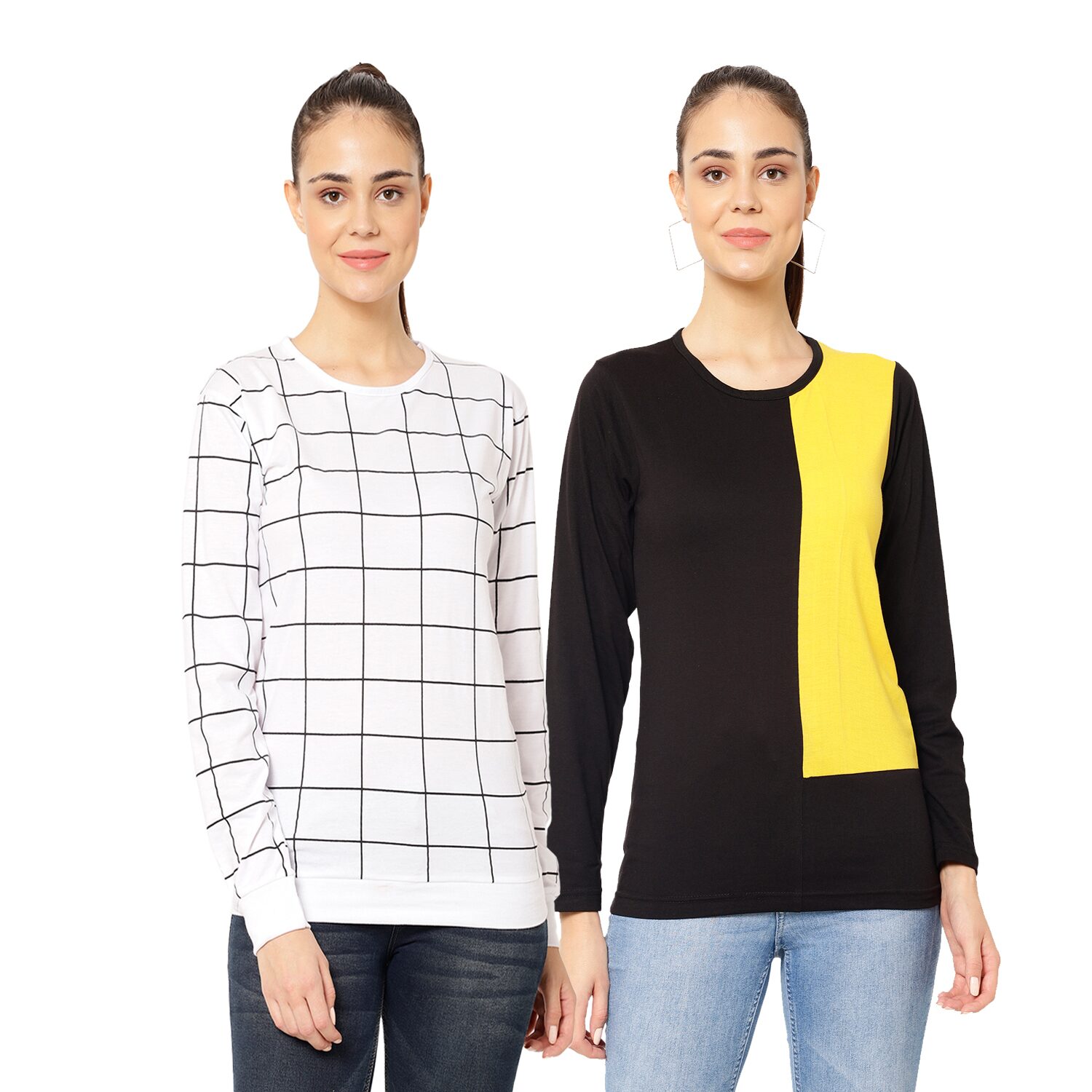 

VIMAL JONNEY Women Multi Regular fit Round neck Cotton T shirt