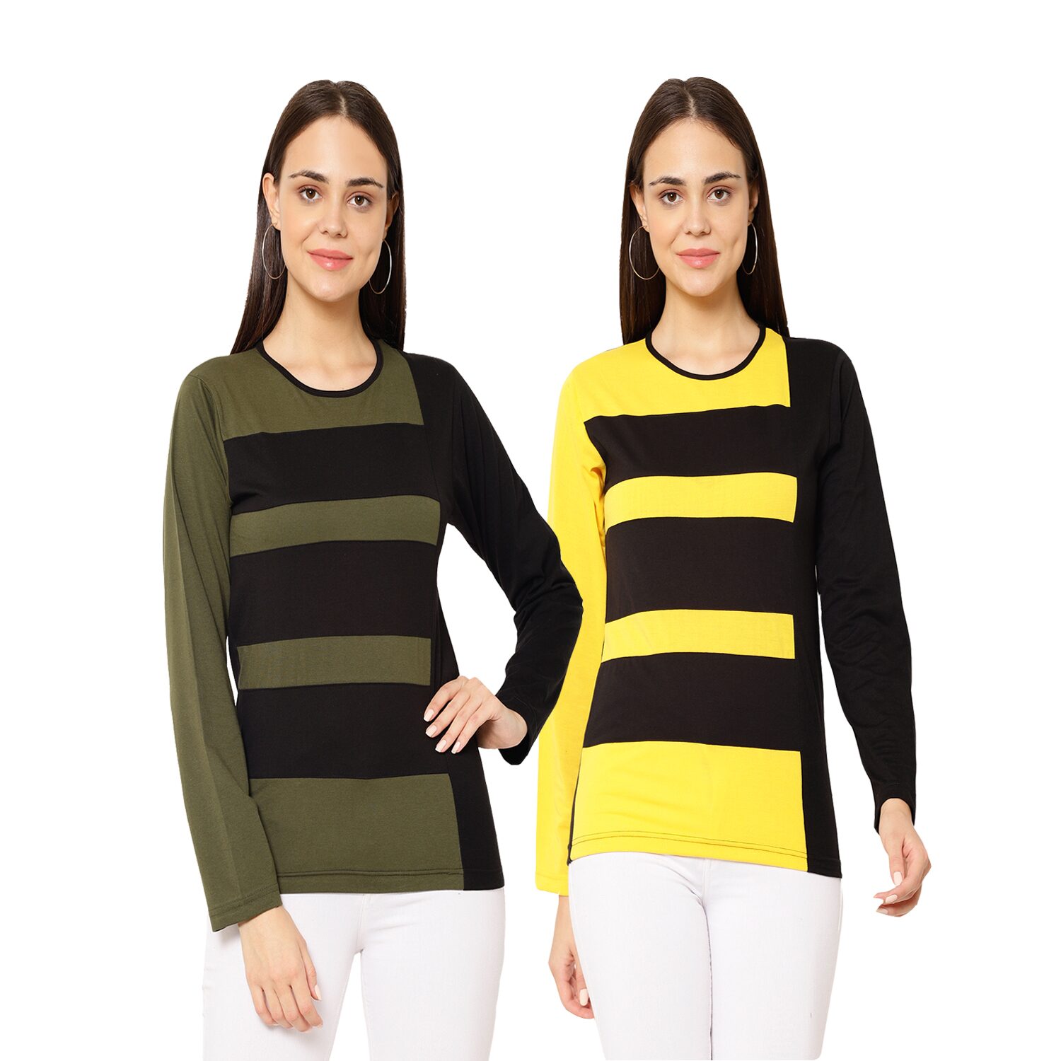 

VIMAL JONNEY Women Multi Regular fit Round neck Cotton T shirt