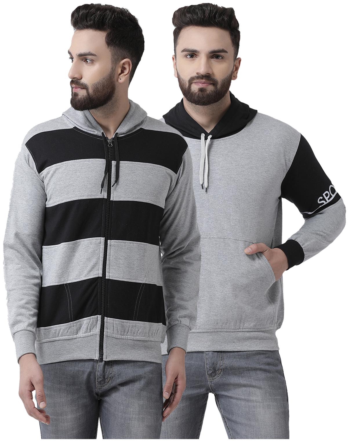 

VIMAL JONNEY Men Cotton Solid Sweatshirt Grey Black