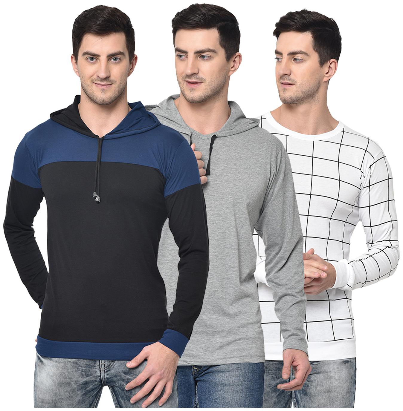 

VIMAL JONNEY Men Multi Regular fit Cotton Blend Hood T-Shirt - Pack Of 3