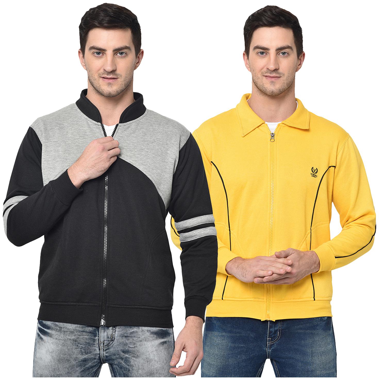 

VIMAL JONNEY Cotton Blend Colourblocked Multi Color Sweatshirt For Men (Pack Of 2)