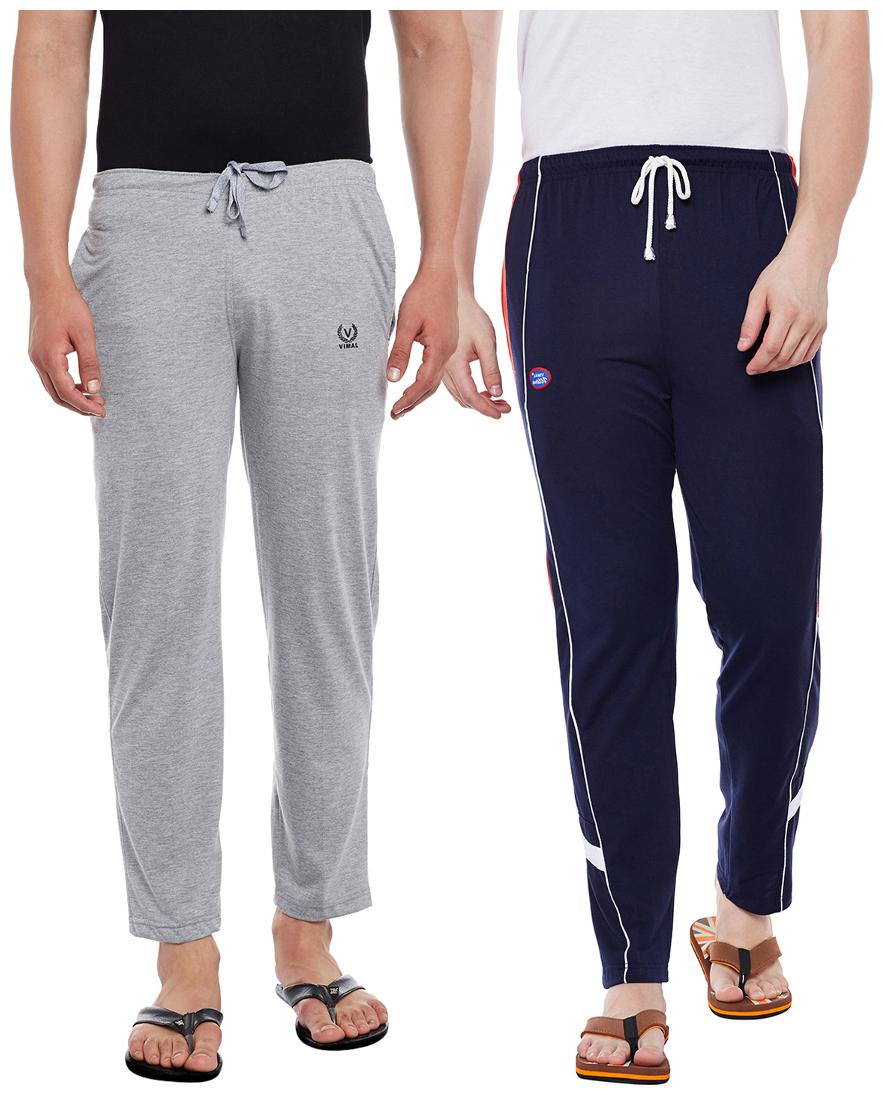

Vimal Jonney Solid Light Grey And Navy Blue Men s Track Pants(Pack Of 2)