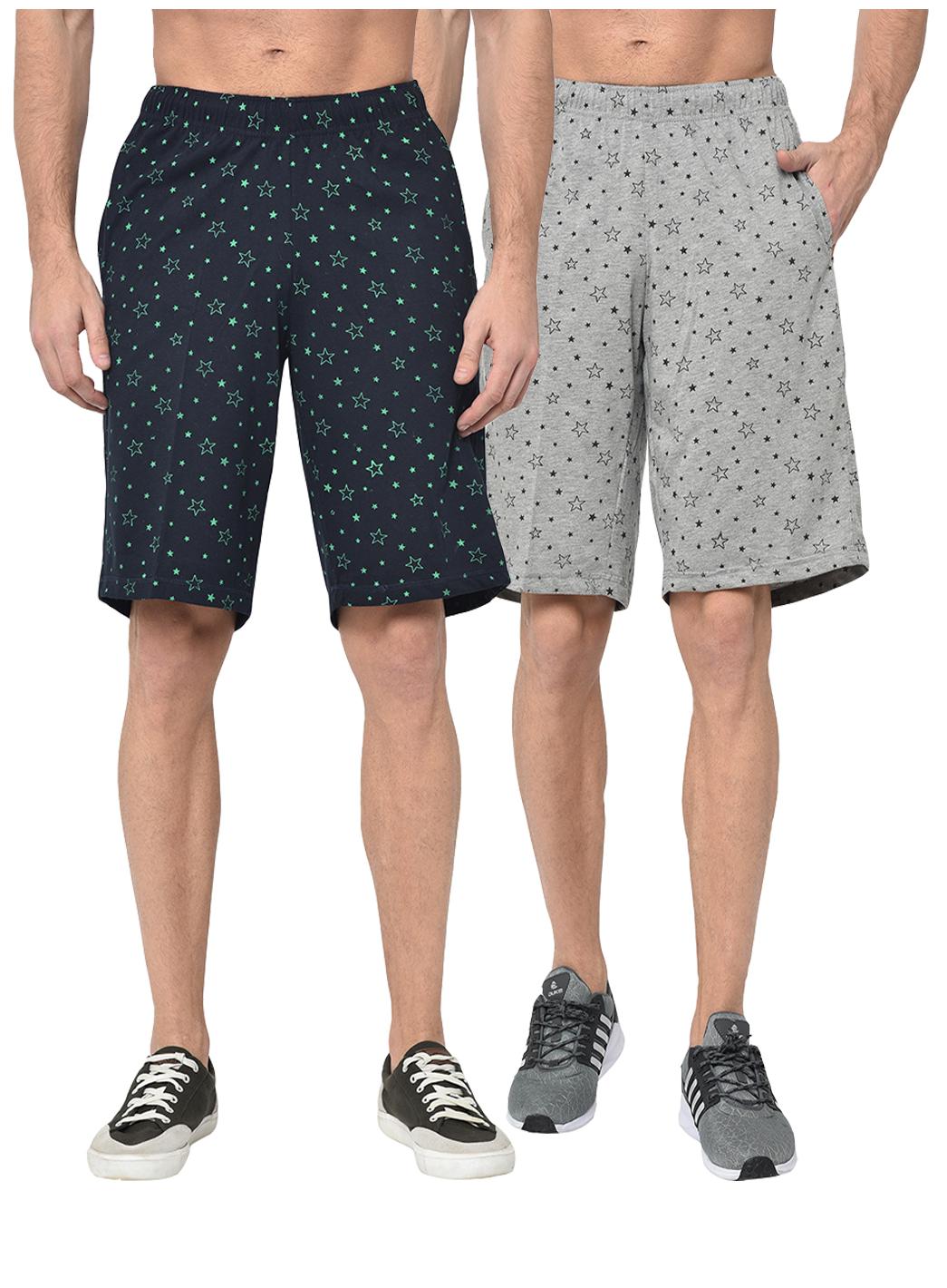 

VIMAL JONNEY Men Navy Blue Grey Regular Fit Regular Shorts