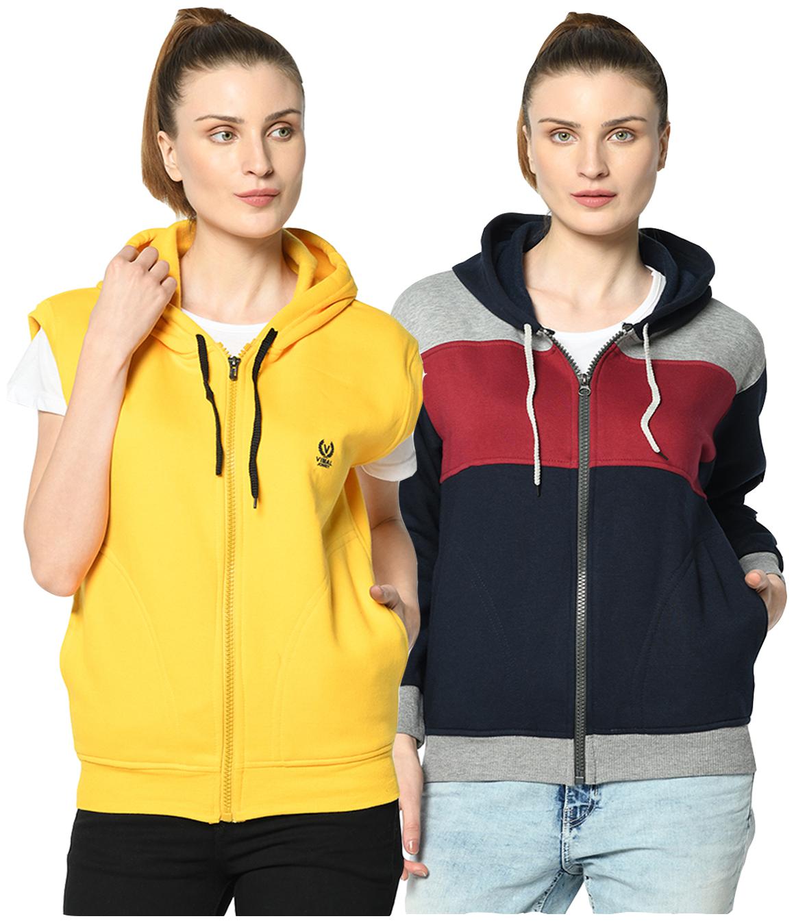 

VIMAL JONNEY Women Solid Hoodie - Multi