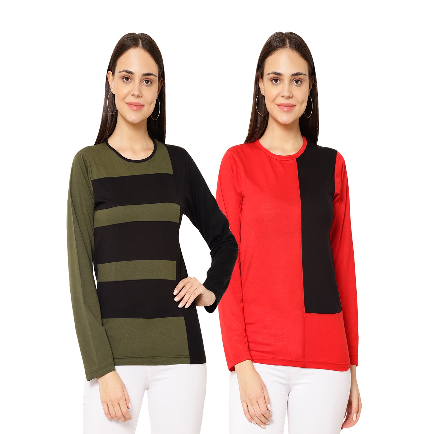 

VIMAL JONNEY Women Multi Regular fit Round neck Cotton T shirt